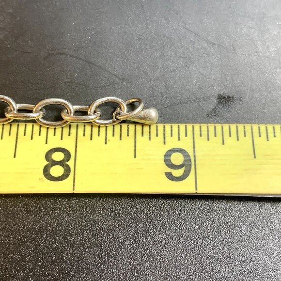 Silvertone Slide Charm Bracelet Blue Crystal Blue & White Slide Charm Adjustable - Picture 9 of 12